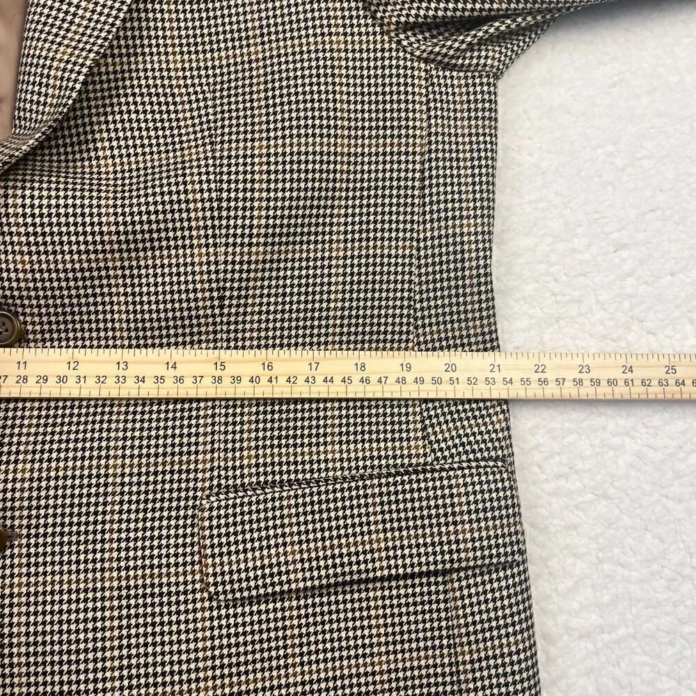 Ralph Lauren Mens Blazer Sport Coat Two Button Jacket‎ 100% Wool 42R HoundsTooth